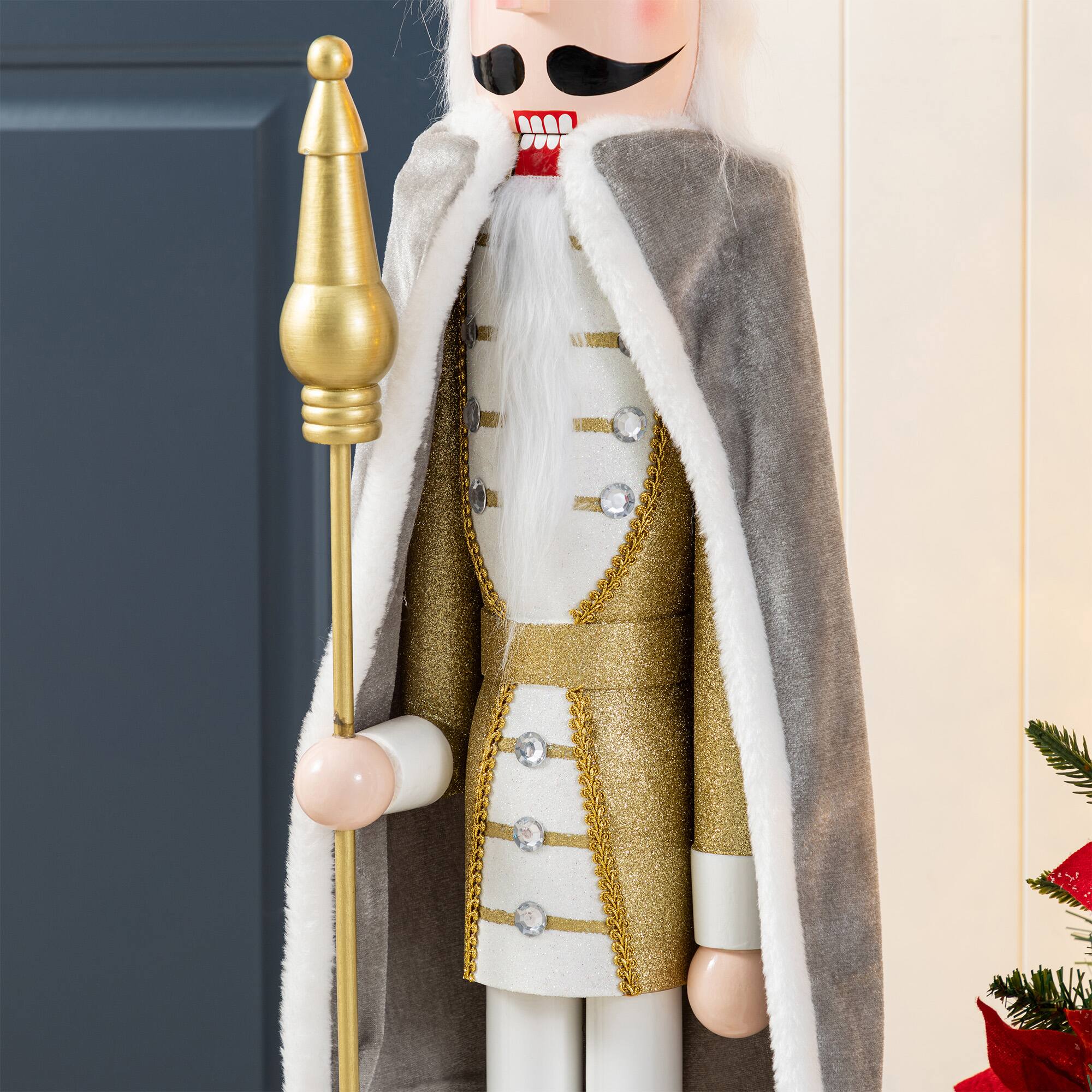 Glitzhome® 42"H Wooden Christmas Gold Dressed King Nutcracker
